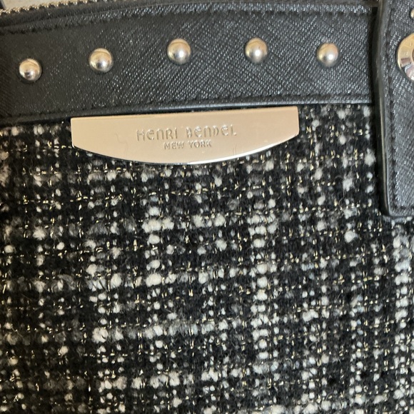 Henri Bendel West 57th studded tweed satchel/crossbody - Picture 2 of 7